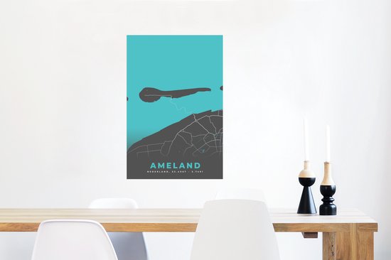 Poster Carte - Ile - Ameland - Plan de la ville - Plan d'étage - 60x90 cm