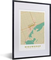 Fotolijst incl. Poster - Nieuwkoop - Stadskaart - Plattegrond - Kaart - Vintage - 30x40 cm - Posterlijst