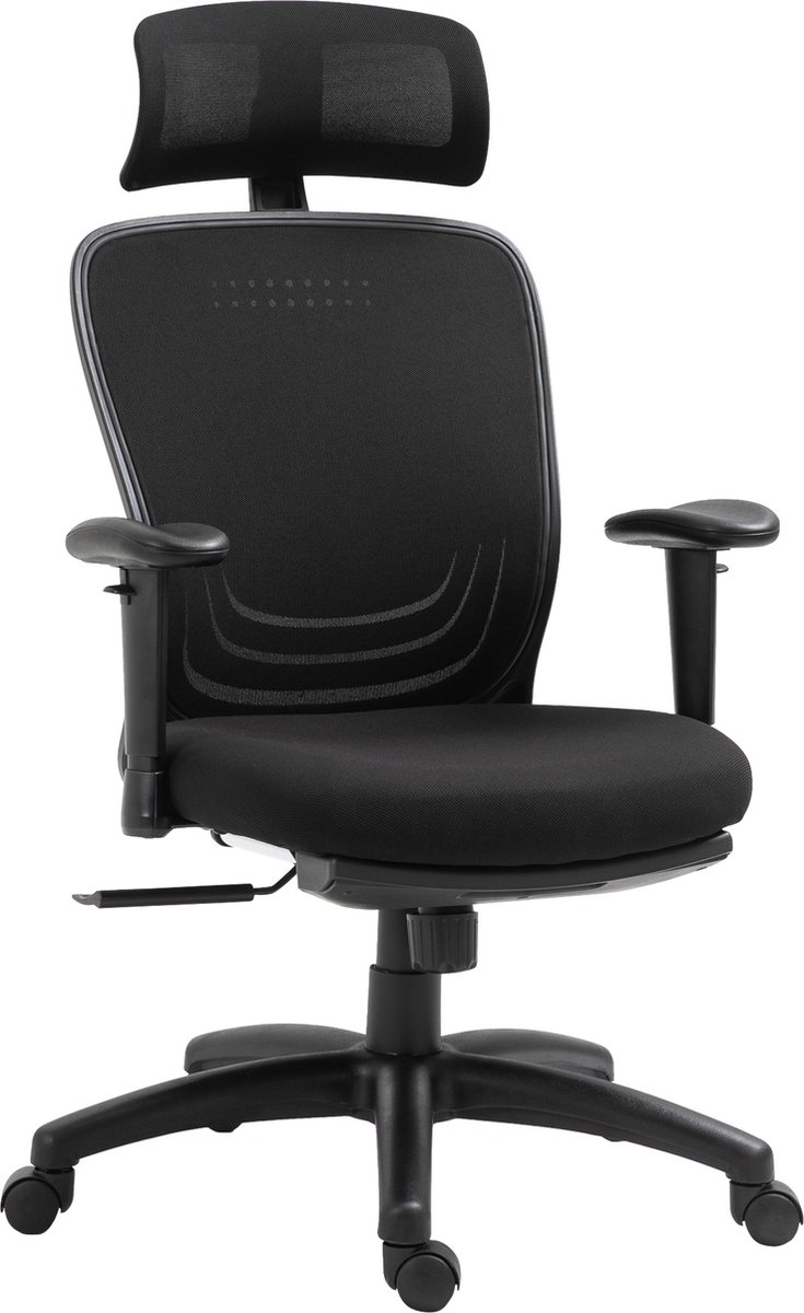 Vinsetto Bureaustoel, bureaustoel met hoofdsteun, in hoogte verstelbare voetensteun, PU zwart 921-552