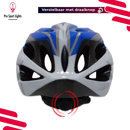 Fietshelm volwassenen Heren/Dames - Blauw/Wit - Large 58/62cm — afbeelding 3