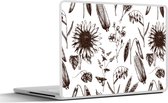 Laptop sticker - 10.1 inch - Patroon - Planten - Zwart - Wit - 25x18cm - Laptopstickers - Laptop skin - Cover