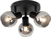QAZQA vidro - Art Deco Plafondspot | Spotje | Opbouwspot - 3 lichts - Ø 35 cm - Zwart - Woonkamer | Slaapkamer | Keuken
