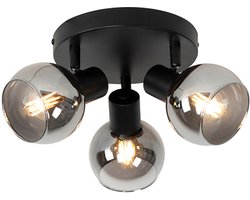 QAZQA vidro - Art Deco Plafondspot | Spotje | Opbouwspot - 3 lichts - Ø 35 cm - Zwart - Woonkamer | Slaapkamer | Keuken