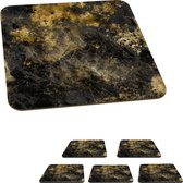 Onderzetters voor glazen - Marmer - Goud - Zwart - 10x10 cm - Glasonderzetters - 6 stuks