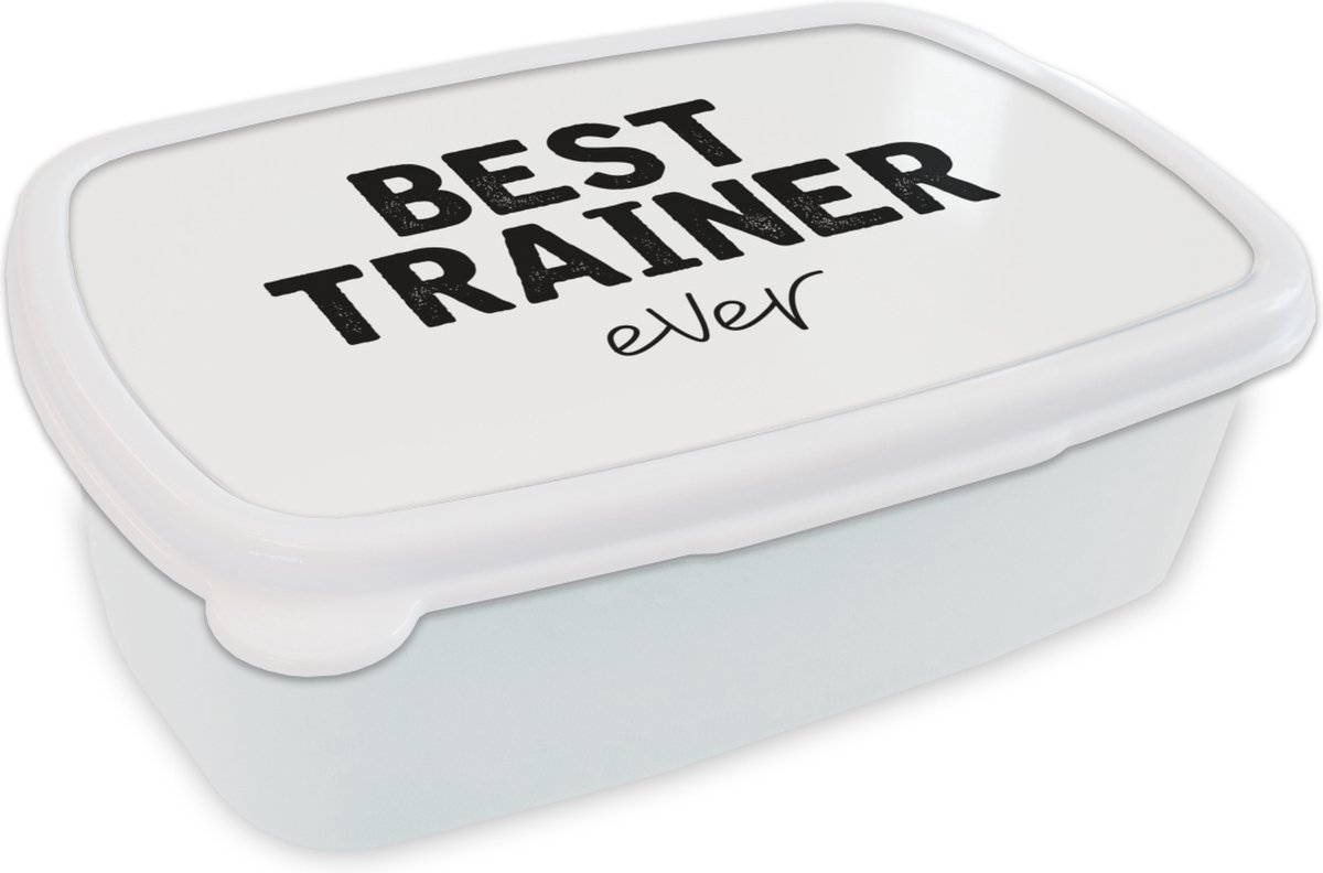 Broodtrommel Wit - Lunchbox - Brooddoos - Quote - Trainer - Wit - Zwart - 18x12x6 cm - Volwassenen