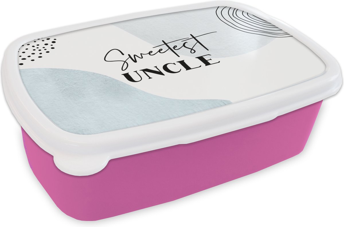 Broodtrommel Roze - Lunchbox - Brooddoos - Quote - Oom - Pastel - Uncle - 18x12x6 cm - Kinderen - Meisje