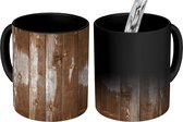 Magische Mok - Foto op Warmte Mokken - Koffiemok - Vintage - Hout - Bruin - Magic Mok - Beker - 350 ML - Theemok