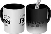 Magische Mok - Foto op Warmte Mokken - Koffiemok - 'This is what an awesome boss looks like' - Spreuken - Quotes - Werk - Magic Mok - Beker - 350 ML - Theemok - Mok met tekst