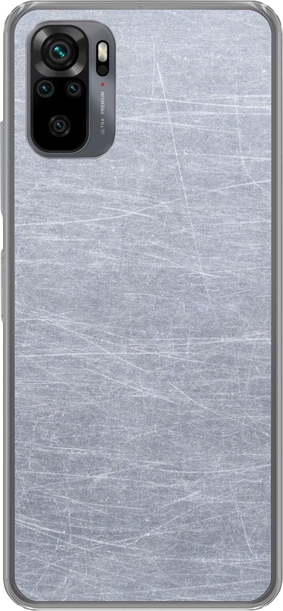 Telefoonhoesje Geschikt voor Xiaomi Geschikt voor Redmi Note 10 hoesje - Metaal print - Grijs - Krassen - Siliconen Telefoonhoesje Telefoonhoesje