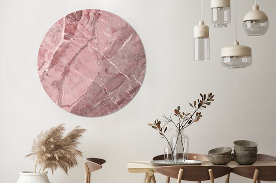 Wall Circle - Wall Circle Indoor - Rose - Wit - Granit - Pierres - ⌀ 150 cm - Décoration murale - Peintures Ronds