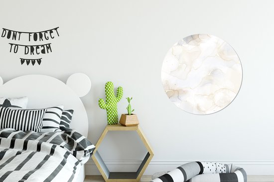 Cercle mural - Cercle mural - Marbre - Jaune - Ligne - Aluminium - Dibond - ⌀ 60 cm - Intérieur et Extérieur