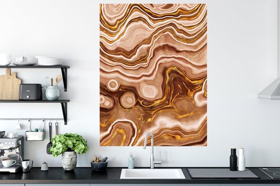 Stickers muraux - Marbre - Or - Cercle - 90x120 cm - Feuille adhésive