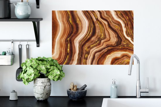 Stickers Stickers muraux - Marbre - Beige - Or - 60x40 cm - Feuille adhésive