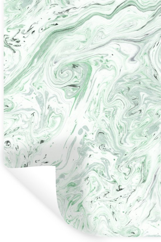 Muurstickers - Sticker Folie - Marmer - Groen - Zwart - 80x120 cm - Plakfolie - Muurstickers Kinderkamer - Zelfklevend Behang - Zelfklevend behangpapier - Stickerfolie