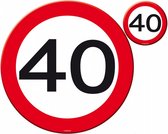 feestdecoratieset Verkeersbord 40 rood/wit 8-delig