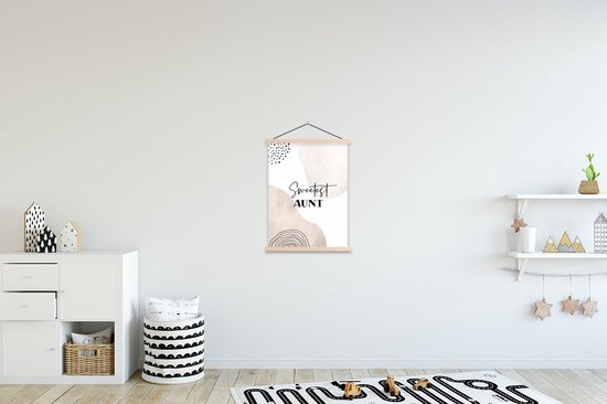 Porte-affiche avec affiche - Affiche scolaire - Citation - Tante - Amour - Tante - 60x80 cm - lattes vierges