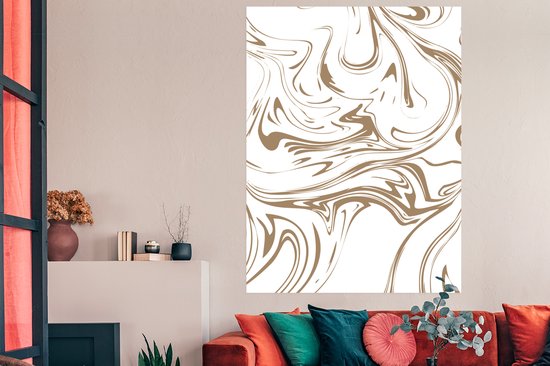 Affiche Marbre - Marron - Wit - 120x180 cm XXL
