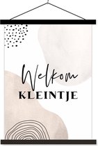 Posterhanger incl. Poster 90x120 cm - Schoolplaat - Baby - 'Welkom kleintje' - Spreuken - Quotes - Textielposter - Zwarte latten