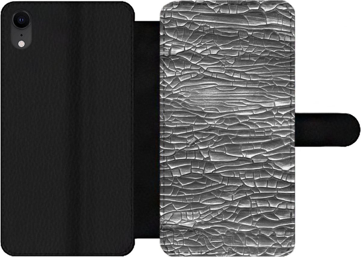 Telefoonhoesje Geschikt voor iPhone XR telefoonhoesje - Zilver - Verf - Abstract - Met vakjes - Wallet case met magneetsluiting