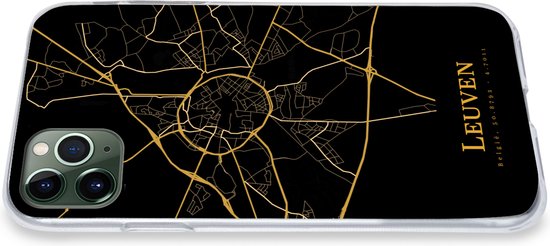 Convient pour coque iPhone 11 Pro Max - Louvain - Carte - Or - Coque de téléphone en Siliconen
