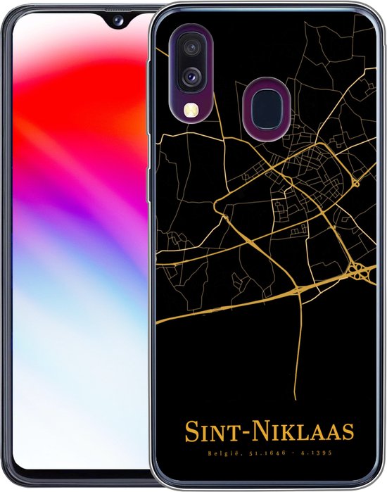 Coque Samsung Galaxy A40 - Saint-Nicolas - Carte - Or - Coque de téléphone en Siliconen