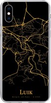 Geschikt voor iPhone Xs Max hoesje - Luik - Kaart - Gold - Siliconen Telefoonhoesje
