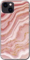Coque iPhone 13 - Marbre - Rouge - Wit - Coque de téléphone en Siliconen