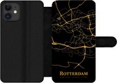 Bookcase Geschikt voor iPhone 12 Pro Max telefoonhoesje - Rotterdam - Kaart - Gold - Met vakjes - Wallet case met magneetsluiting