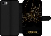 Bookcase Geschikt voor iPhone 7 telefoonhoesje - Bangkok - Kaart - Goud - Met vakjes - Wallet case met magneetsluiting