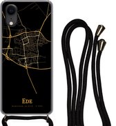 Telefoonkoord - Telefoonketting - Telefoonhoesje Geschikt voor iPhone XR - Ede - Kaart - Goud - Siliconen - Crossbody - Telefoonhoesje met koord