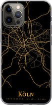 Geschikt voor iPhone 12 Pro hoesje - Köln - Kaart - Goud - Siliconen Telefoonhoesje