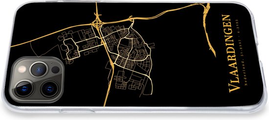 Coque iPhone 12 Pro - Vlaardingen - Carte - Or - Coque de téléphone en Siliconen