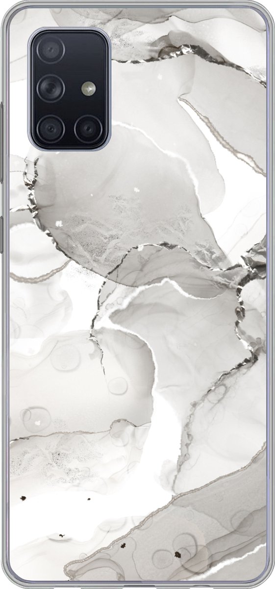 Telefoonhoesje Geschikt voor Samsung Galaxy A51 hoesje - Marmer print - Grijs - Lijn - Siliconen Telefoonhoesje Telefoonhoesje