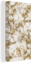 Canvas Schilderij Marmer - Wit - Geel - 20x40 cm - Wanddecoratie