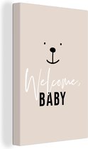 Canvas Schilderij Spreuken - Welcome baby - Quotes - Baby - Kids - Kinderen - 80x120 cm - Wanddecoratie