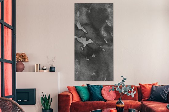 Toile Peinture Béton - Peinture - Zwart - 80x160 cm - Décoration murale