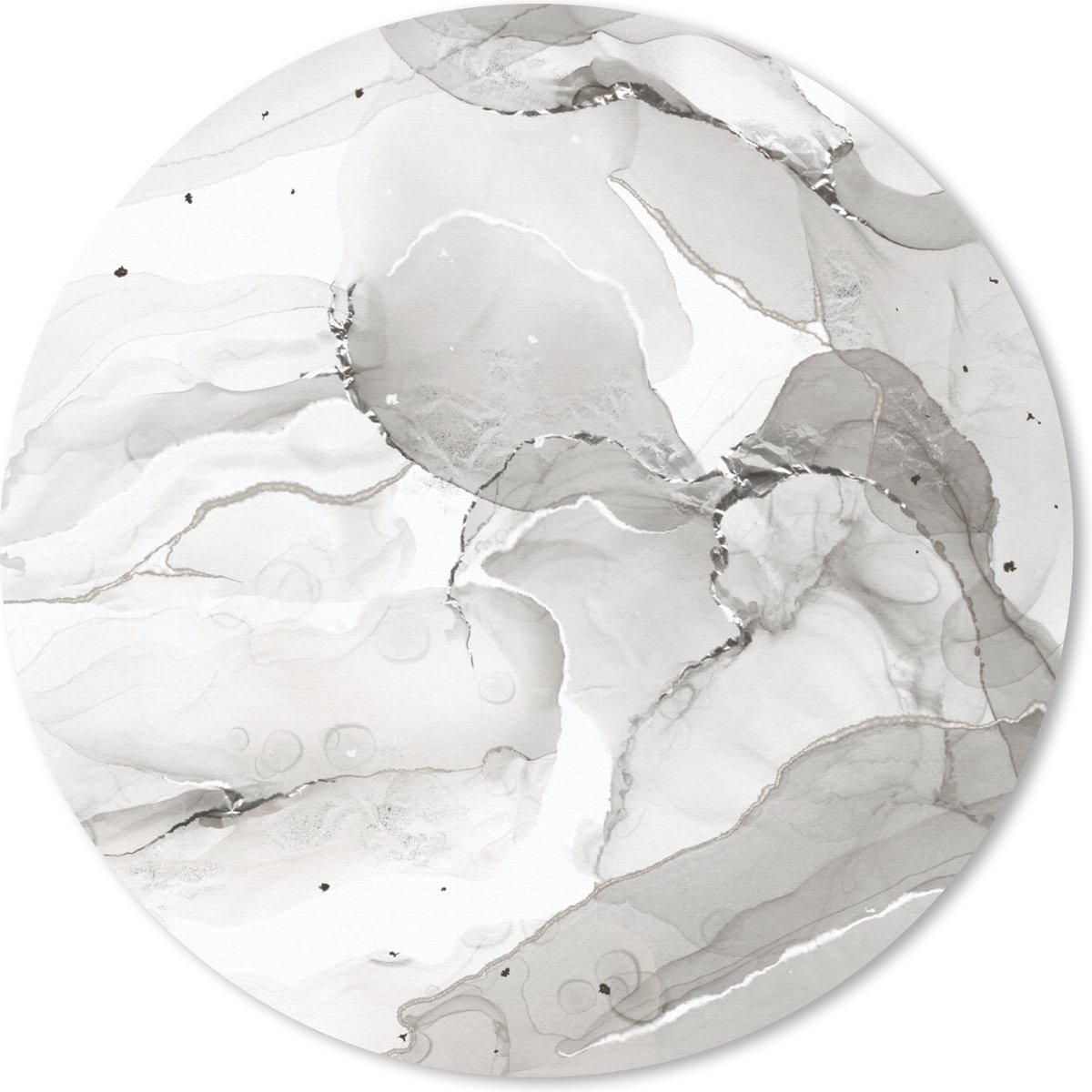 Muismat rond 40x40 cm - Mousepad Marmer - Zwart - Bellen - Ronde muismatten
