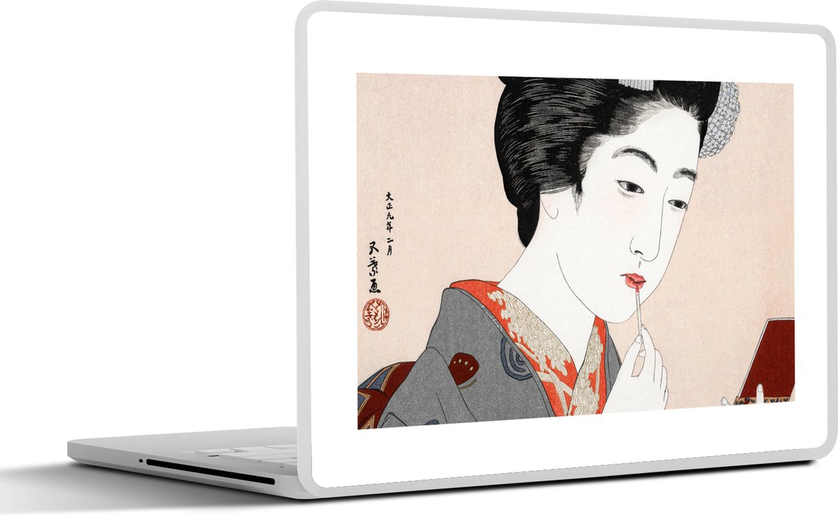 Laptop sticker - 14 inch - Vrouw - Make up - Japans - Vintage - 32x5x23x5cm - Laptopstickers - Laptop skin - Cover