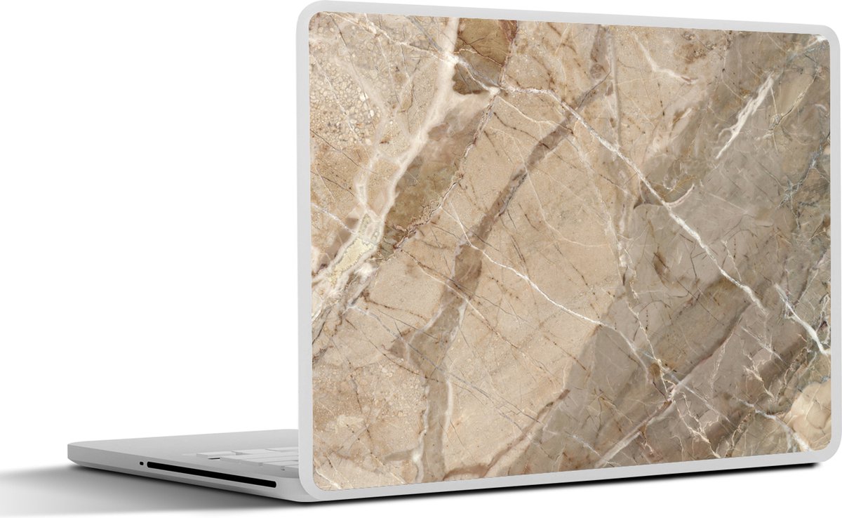 Laptop sticker - 17.3 inch - Steen - Wit - Bruin - Graniet print - 40x30cm - Laptopstickers - Laptop skin - Cover