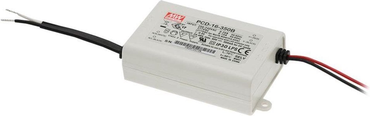 Meanwell LED Trafo 16W 24-48VDC 350mA IP20 CC Triac-dim PCD-16-350B