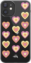 iPhone 12 Case - Retro Heart Pastel Pink - xoxo Wildhearts Transparant Case