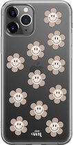 iPhone 11 Pro Case - Smiley Flowers Nude - xoxo Wildhearts Transparant Case