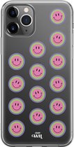 xoxo Wildhearts case voor iPhone 12 Pro - Smiley Double Pink - xoxo Wildhearts Transparant Case
