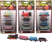 Locomotief speelset 4-delig op kaart die-cast 4 assorti