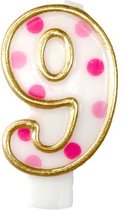 Nummerkaars 9 jaar roze