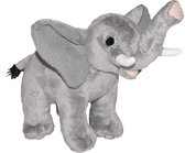 Pluche knuffel olifant van ongeveer 20 cm met echt geluid - Speelgoed knuffelbeesten