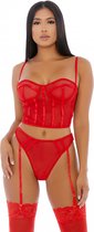 Forplay Sheer Intimacy - Mesh Bustier Set red L