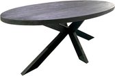 Mangohouten Eettafel Tulsa Black Ovaal 160×90 cm Mahom Industrieel - Dinertafel van Mangohout & Metaal - Industriële Eettafel