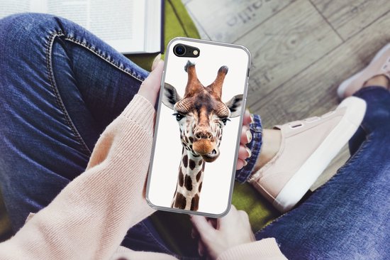 Coque iPhone 7 - Chambre de Chambre de bébé - Girafe - Tête - Portrait - Gros plan - Chambre de bébé - Chambre à coucher - Coque de téléphone en Siliconen -