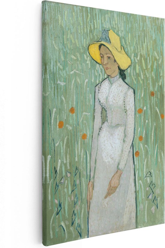 Artaza Canvas Schilderij Meisje in Wit - Vincent van Gogh - 60x90 - Kunst - Canvas Print - Muurdecoratie